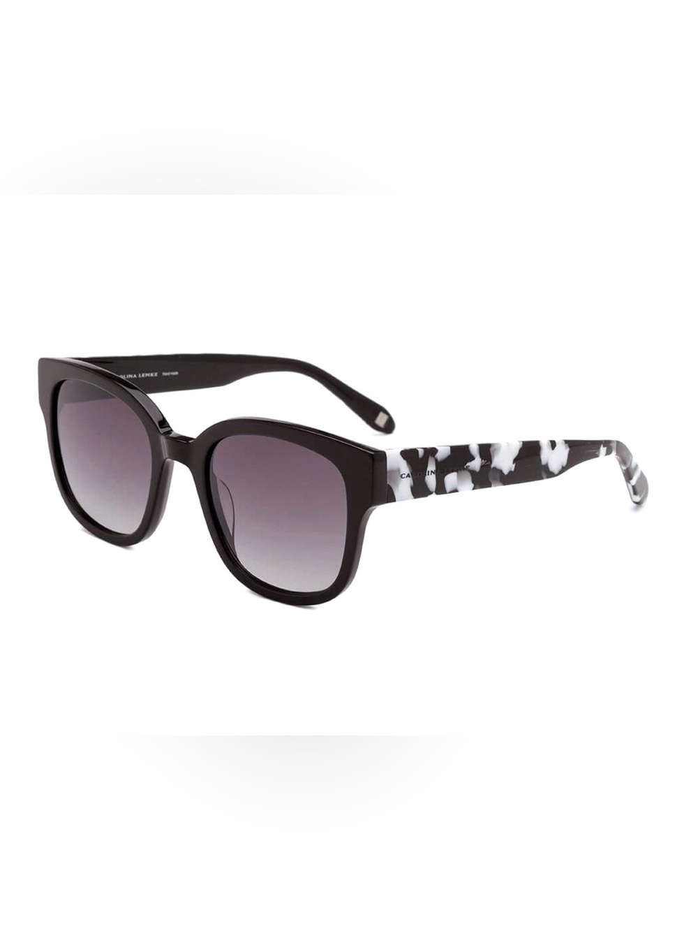 NWT Carolina Lemke Julie Black Zebra Oversized Cat Eye Sunglasses CL9314-01